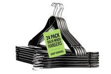 Wooden Hangers Black 24 Pack Durable  Slim Coat Hanger Suit Hanger with 360-...