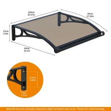 24x40" Aluminum Door/Window Canopy Awning with Large Drainage Gutter Waterproof