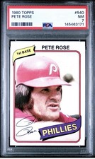 1980 Topps Pete Rose #540 Beautiful Color PSA 7 NM Well Centered