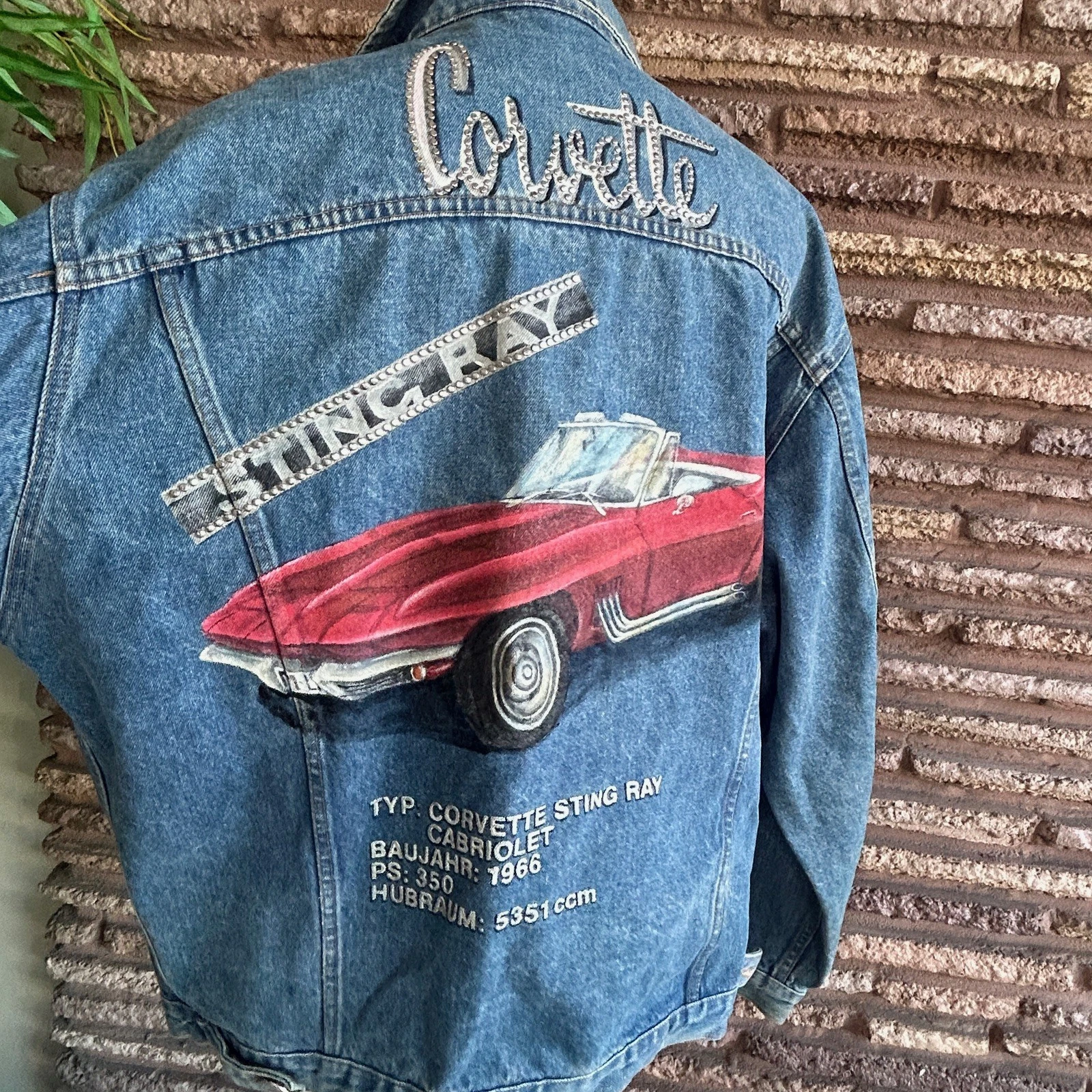 Lily Farouche Denim Jacket ReWorked Hand Painted Corvette Stingray Art to Wear - product detail image 12