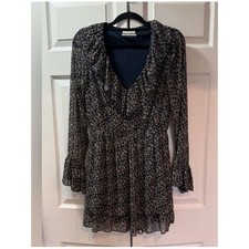 Urban Outfitters Floral Mini Dress Boho  Ruffle Navy XS/S Cottagecore
