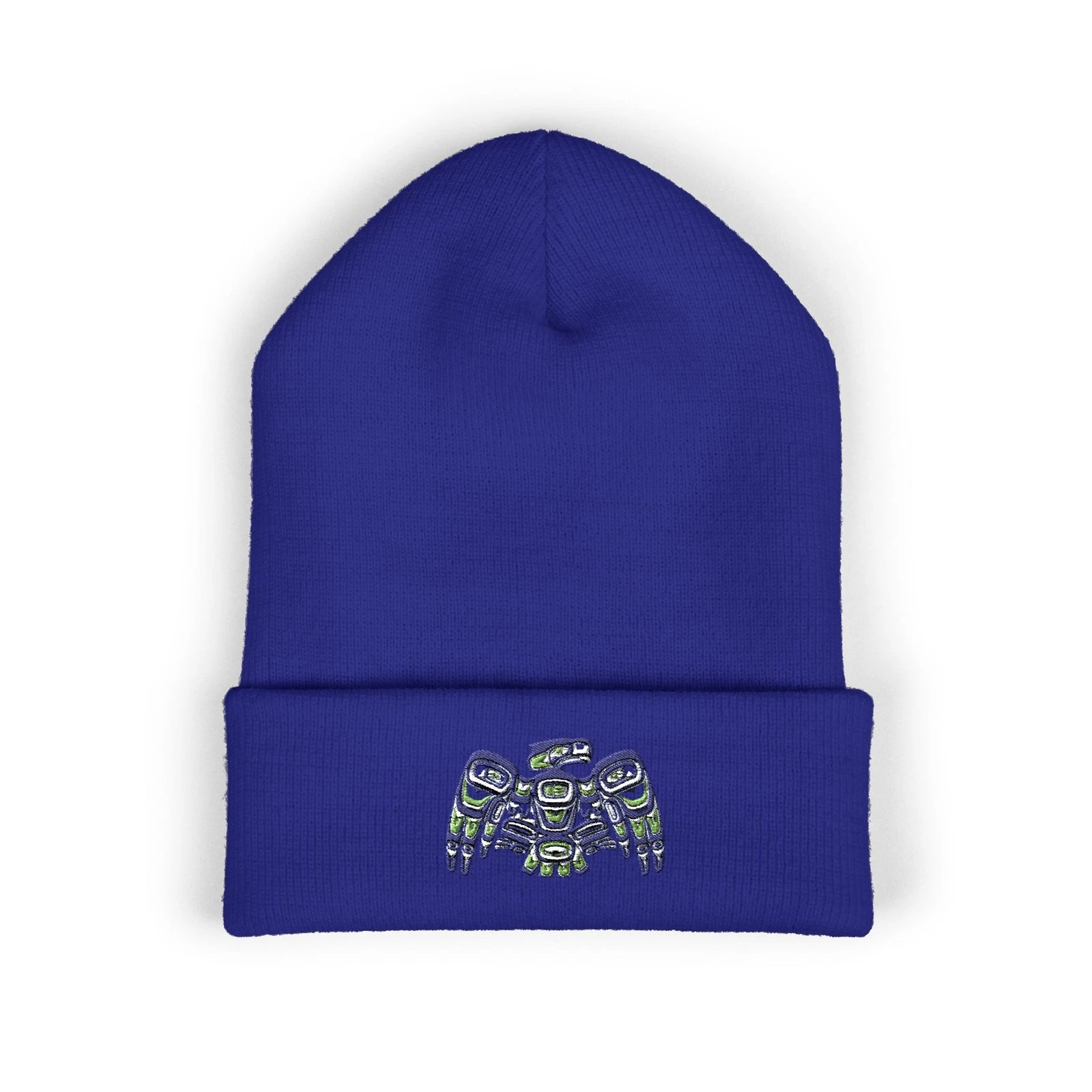 Tribal Seahawks Thunderbird Beanie | Embroidered Native Style Cuffed Hat