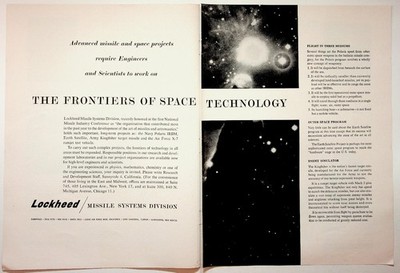 Lockheed Missile Systems Space Technology Recruitment Ad 1950s Ephemera