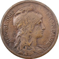 [#1507866] France, 10 Centimes, Daniel-Dupuis, 1921, Paris, Bronze, VF, Gadoury: