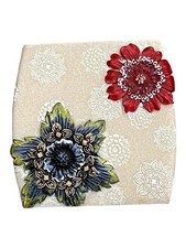 Floral Blossoms Toothbrush Holder 4-1/4 x 4-1/4 x 2 Excellent Used Condition