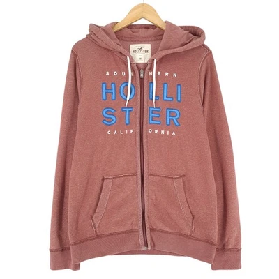 Veste à Capuche Vintage Hollister Homme M Rouge Bordeaux Coton - Photo 1/4