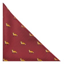 Burgundy Red Herringbone Embroidered Fox Pocket Square, Handkerchief