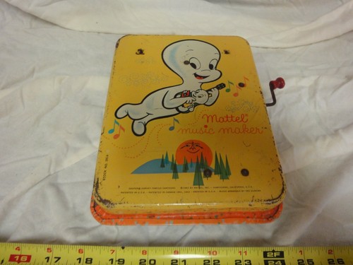 Raro! Casper the Friendly Ghost vintage, Mattel, scatola musicale giocattolo di latta. - Foto 5 di 7