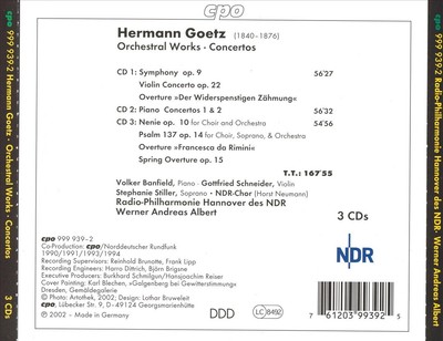 WERNER ANDREAS ALBERT HERMANN GOETZ: ORCHESTRAL WORKS; CONCERTOS NEW CD