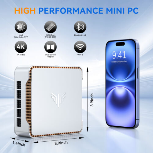 KAMRUI E2 GK3 Mini PC Windows 11 Pro 16GB DDR4 512GB SSD Intel 12th N97 WIFI BT - Picture 27 of 37