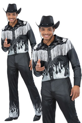 Glamorous Cowboy Costume Black Wild West Outfit for Men Shirt and Trousers