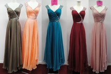 Mother Of Bride/Groom Dress Party Prom Evening Chiffon /Beading Burgundy M/10