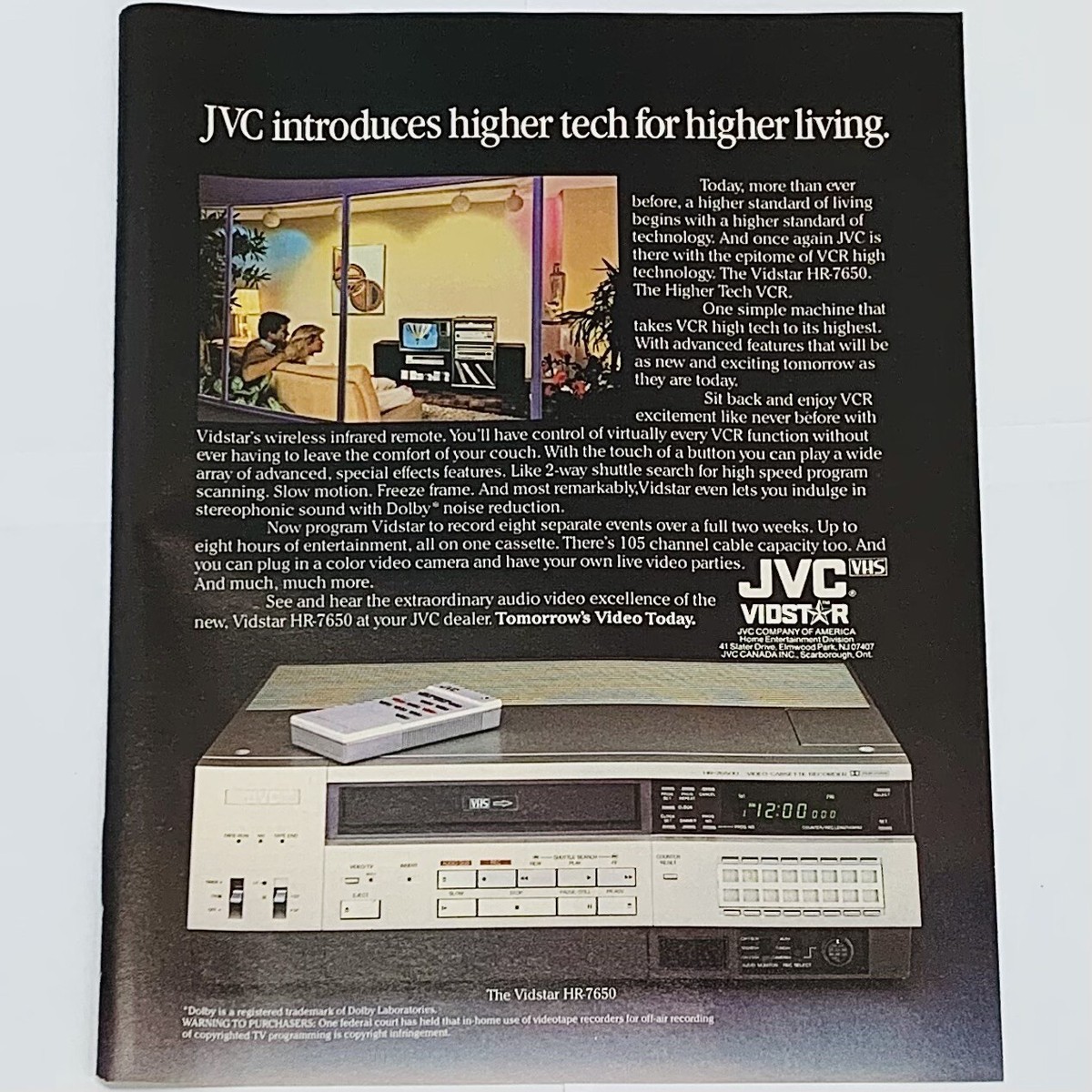 その他 Sweden [DVD] Vintage 1980's JVC Vidstar HR-7650 VCR Video Recorder