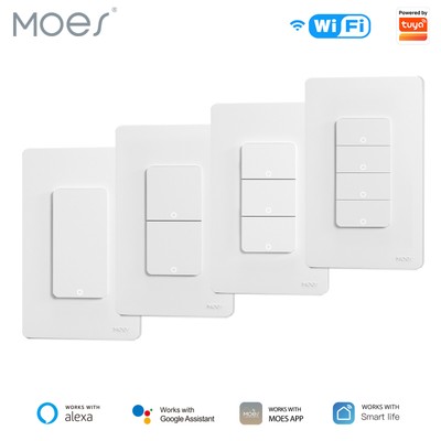 MOES WiFi Smart Light Switches Wall Switch Combo Alexa Google APP Remote Control