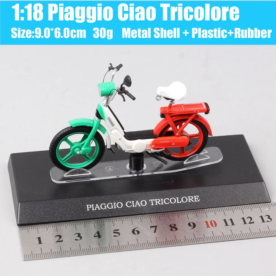 1/18 Scale Piaggio Ciao Tricolore Moped Diecast Scooter Model Motorcycle Toy - Image 4 of 4