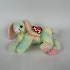 Vintage 2001 TY Beanie Babies Cottonball Bunny Rabbit Mulicolor Plush 8"