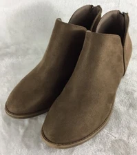 Ninetin Gel Booties Women's 7 M Brown Faux Suede Back Heel Zipper Ankle Boots