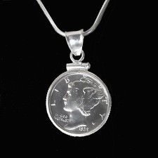 Juego de regalo de monedas 90 % plata mercurio moneda de diez centavos bisel de plata esterlina cadena serpiente esterlina