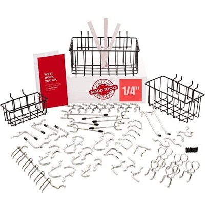 Extra Thick Pegboard Accessories Organizer Kit  | 1/4 Inch Peg Board Attachme...