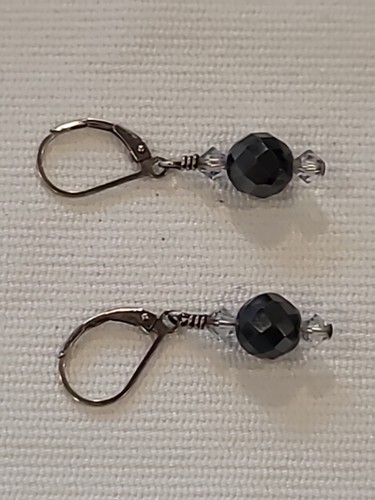 Perlen Ohrringe Handarbeit Sterling Silber 925 dunkelgrau Kristall facettierte Perlen - Bild 3 von 19