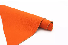 1X Orange Yellow Real Cowhide Leather Hide Cow Skin Leather Piece For DIY Craft