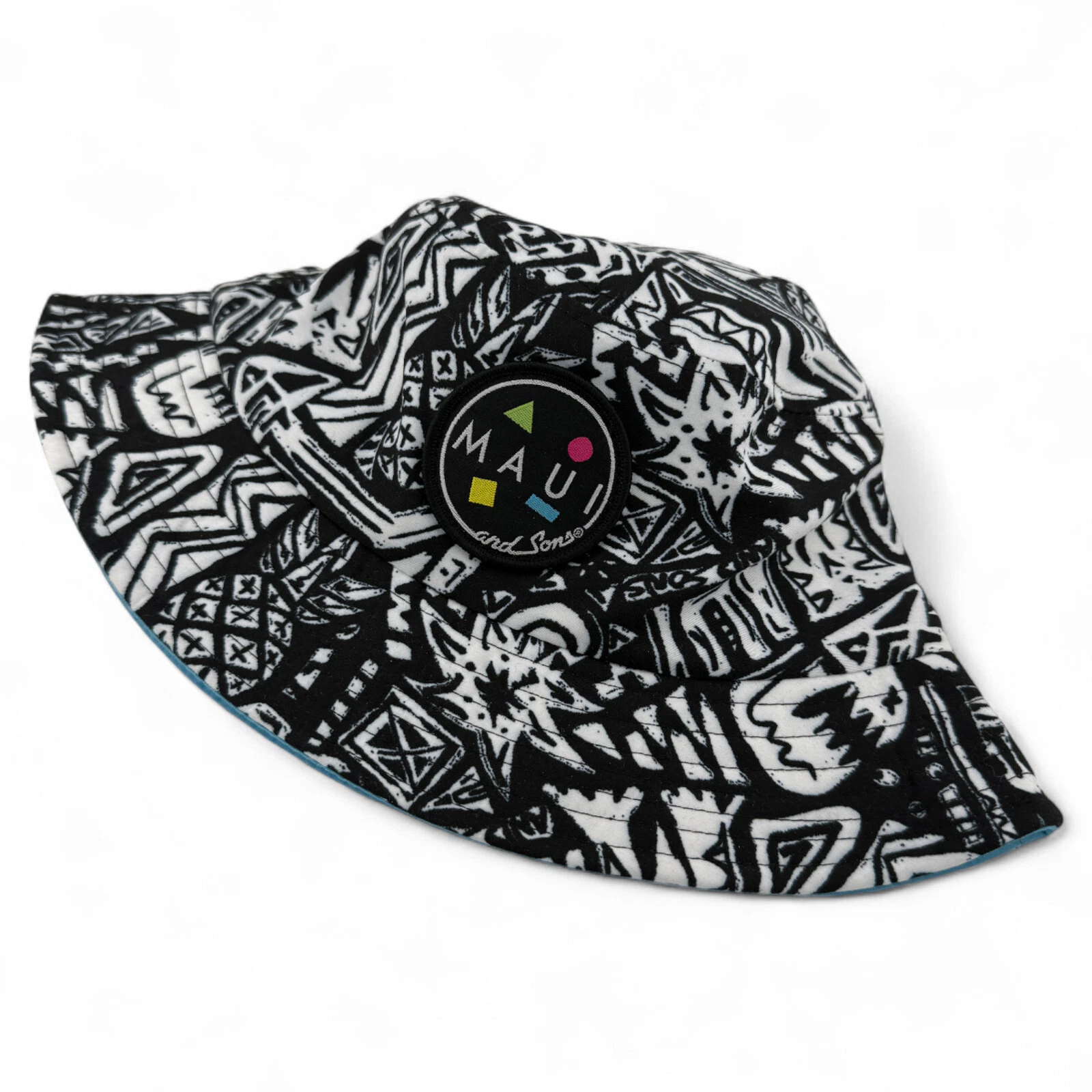 Maui and Sons Block Party Black/White Boonie Bucket Hat Unisex Adult One Size