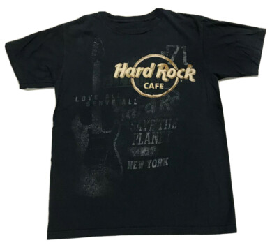  Love All Serve All  Hard Rock Cafe New York Navy Blue  Small Mens T Shirt