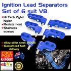 Ignition Lead Separators Kit 8-9mm Hi Temp V8 Blue Brackets Mounts S/less Screws