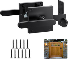 Double Side Gate Latch, Heavy Duty Gate Latch for Wooden Fence, Black Fence Gate
