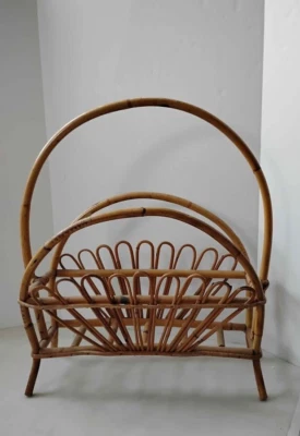 Vintage Rattan Fan Magazine Rack New Condition - Image 1 of 4