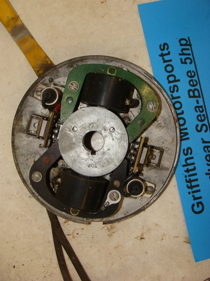 1940's Goodyear Sea-Bee outboard Gale OMC 5hp 025-3564 ignition coil point plate - Image 3 of 4
