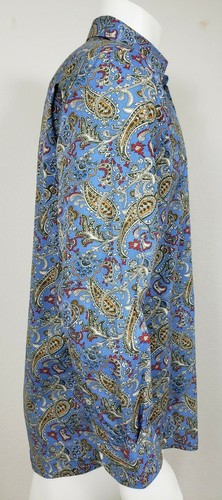 Alan Flusser Mens Shirt Size Medium Long Sleeve Button Front Paisley Blue Casual - 第 2/6 張圖片