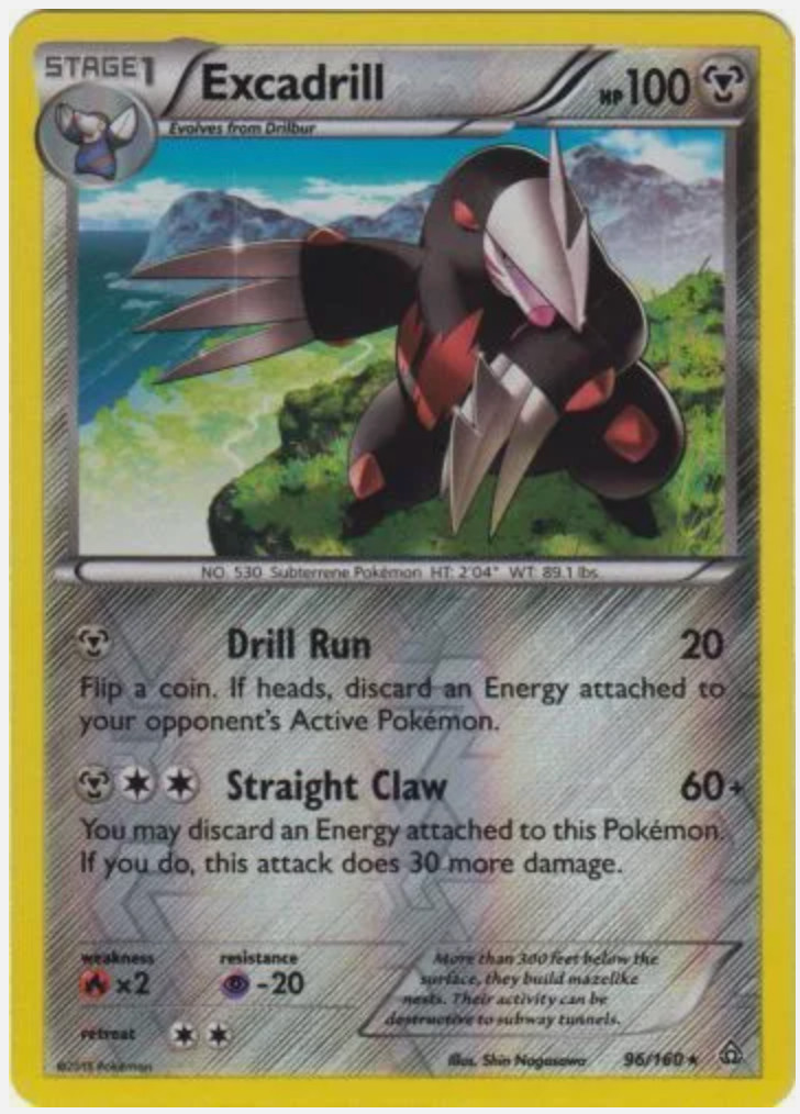 POKEMON - Excadrill - 96/160 - Reverse Holo Rare - XY Primal Clash - NM/M - NEW