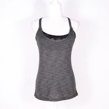 Lululemon Athletica Basic Grey Floral Razorback Attached Sports Bra Tank Top - S