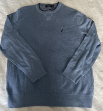 Nautica Blue Round Neck Cotton/Viscose Long Sleeve Jumper - Men's XL