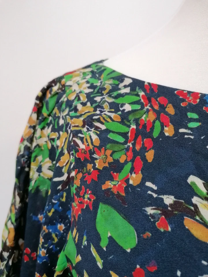 Neu alice + olivia Damen 3/4 Ärmel Seide Kleid blau Blumen Größe XS 412-1631 - Bild 3 von 4