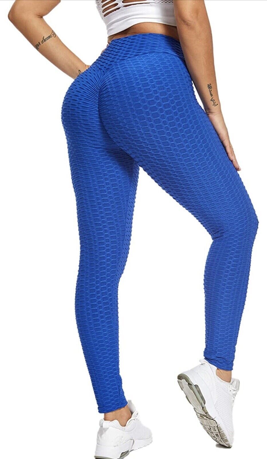 Yoga pants butt lifting juicy peach textured fabric leggings slimming tummy-image