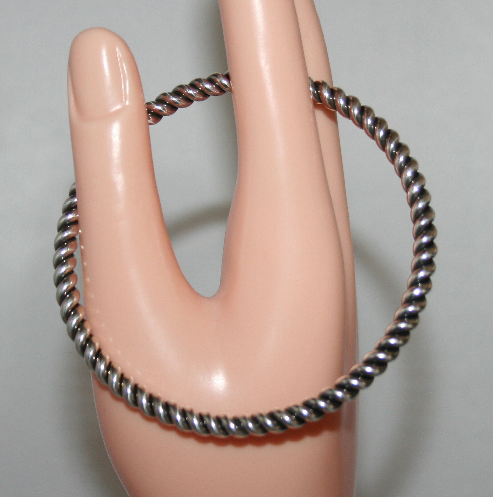 Silpada Silver Solid Oxidized Twisted Rope Bangle… - image 1