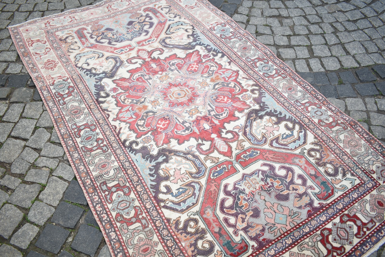 Turkish Rug 52'' x 90'' Vintage Muted Dye Rug Hand-knotted Rug Kayseri Wool Rug