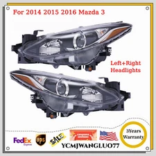 Pair Headlight W/Bulb Left+Right For 2014 2015 2016 Mazda3 Sport Hatchback Sedan