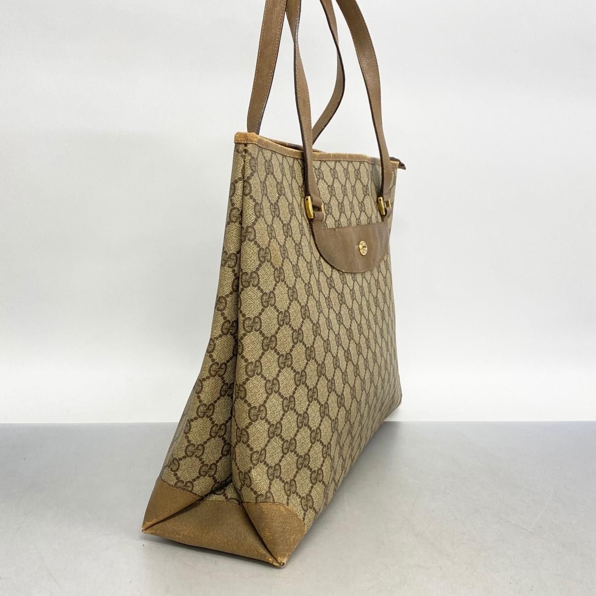 【関税&送料込】Gucci Gg Supreme Bag Gucci Tote Bag GG Supreme 89 02 904 Brown PVC Leather Gold