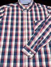 Ben Sherman Mens Button Front Long Sleeve Cotton Multi Plaid Shirt Large L