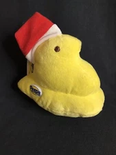 Peeps Plush Christmas Chick 5” Yellow with Red Santa Claus Hat