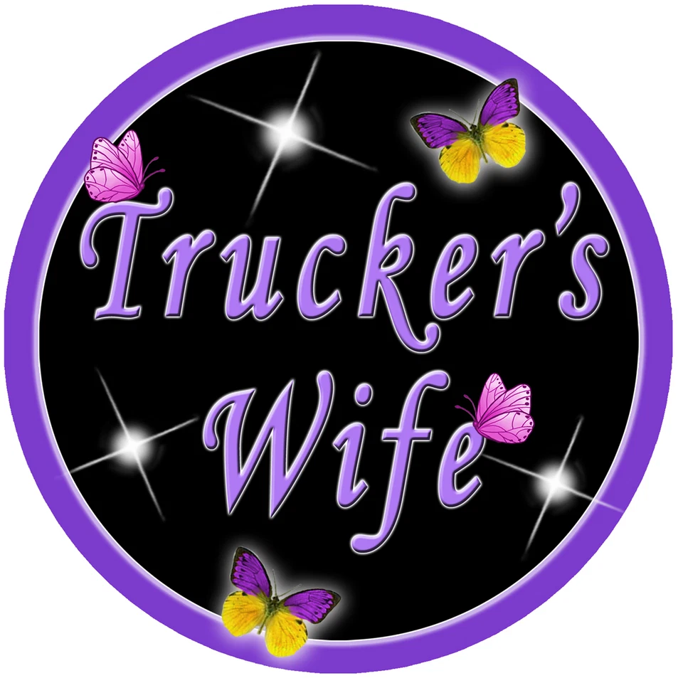 Trucker's Wife Decals Bumper Stickers Butterflies Gifts Ladies Girls 5" Purple