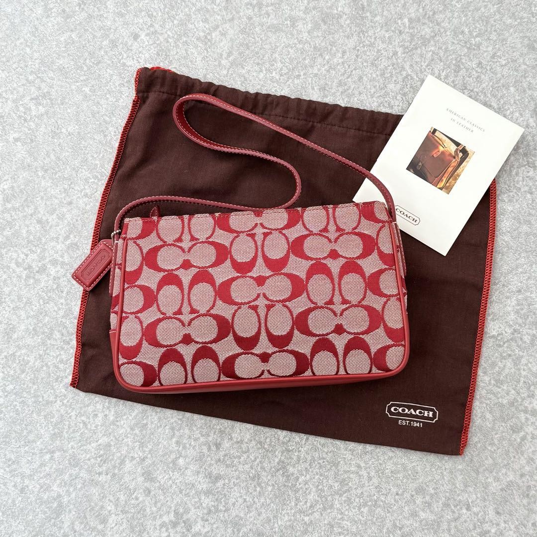 Coach Mini Signature Pouch in Red for Women Pre-Owned