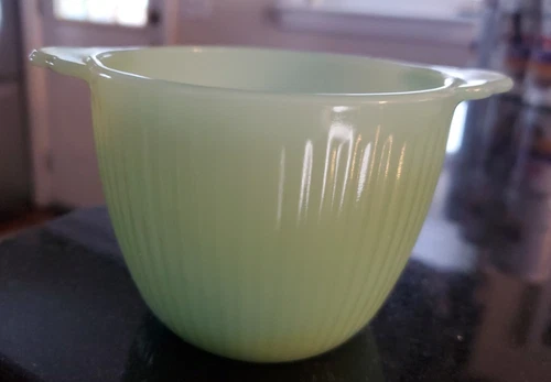 Vintage Jadeite Fire King Ribbed Glass Sugar Bowl Green Made in USA  NO LID