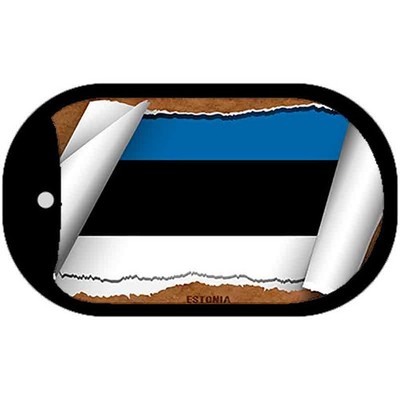 Estonia Flag Scroll Metal Novelty Dog Tag Necklace 2'' x 1''