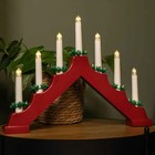 Christmas Candle Bridge Decoration LED Wooden Light Up Arch Red Xmas