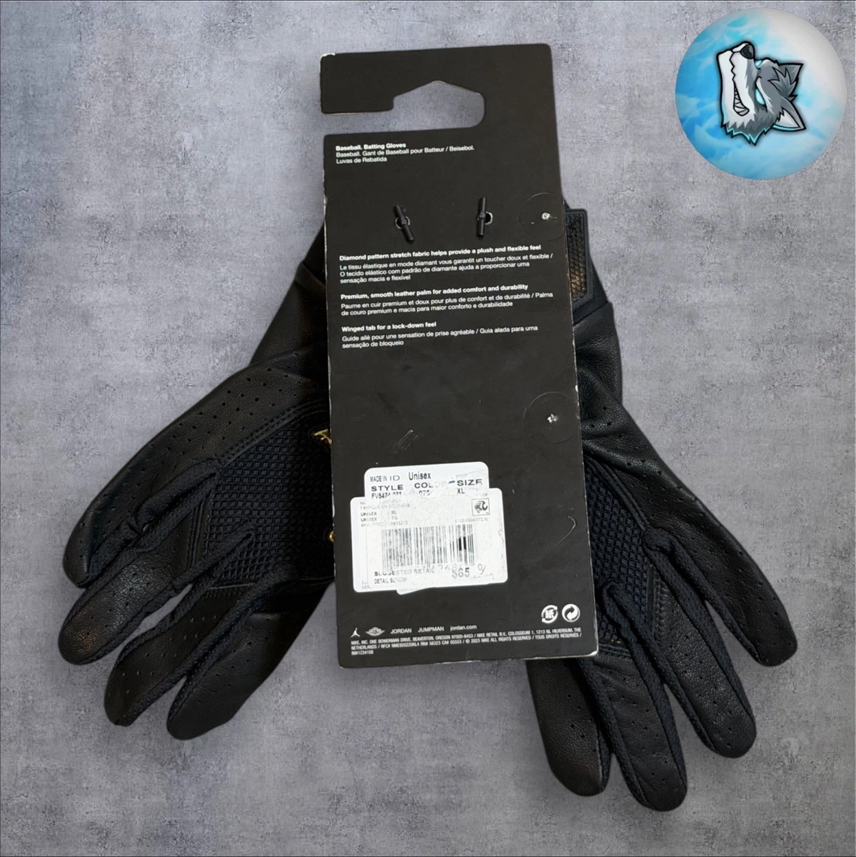 Guantes de bateo de béisbol Jordan Fly Elite negros dorados para hombre talla XL FV5474-075