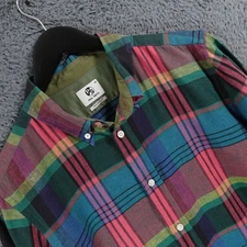 Paul Smith Shirt Men Medium Multicolour Pastel Plaid Linen Cotton Loud Mod Check